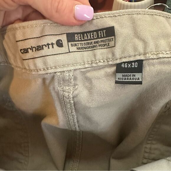 Carhartt Relaxed Fit Khaki 5 Pocket Rugged Flex canvas Pants Men 46x30 cotton - Picture 8 of 10